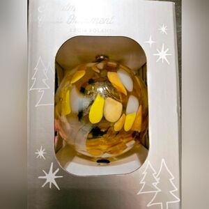 Polish Mouth Blown Glass Ornament by Polish Artisans Lemon Yellow Design
